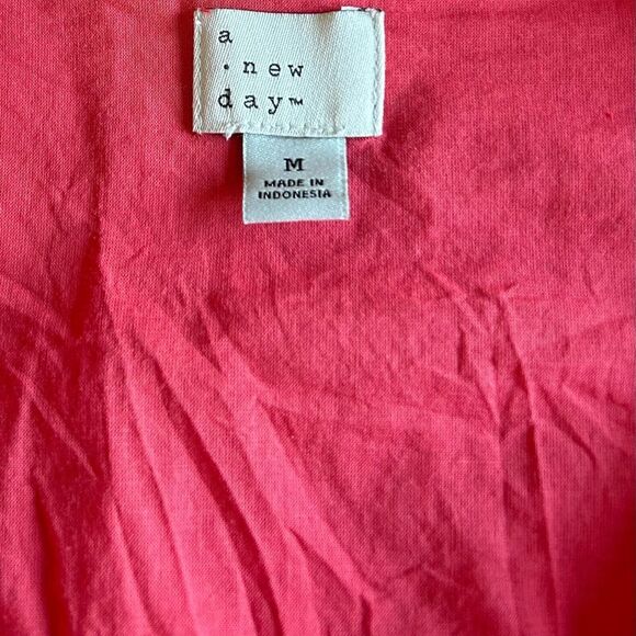 A New Day Women's Pink Coral Ruffle Short Sleeve MIDI Dress Size Medium - Picture 13 of 13